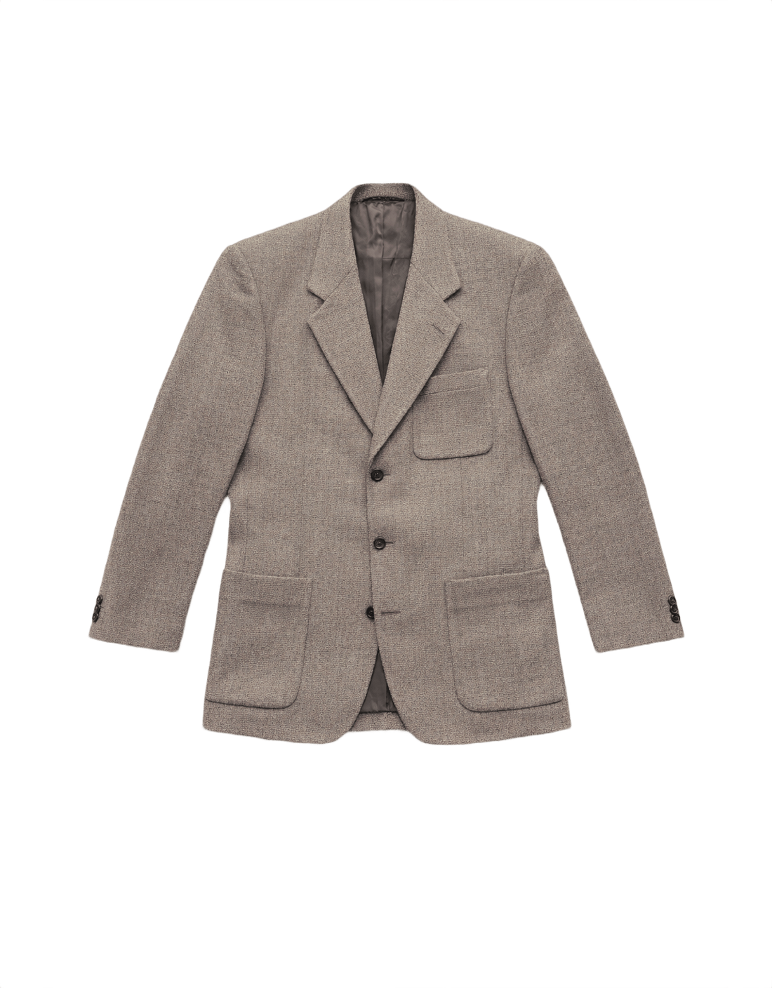 80s YSL Taupe Brown Wool Blend Blazer - Flat Lay Front