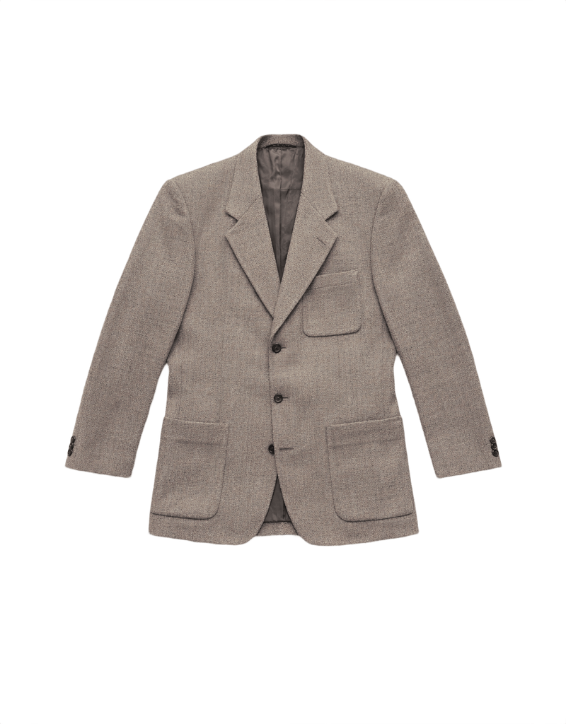 80s YSL Taupe Brown Wool Blend Blazer - Flat Lay Front
