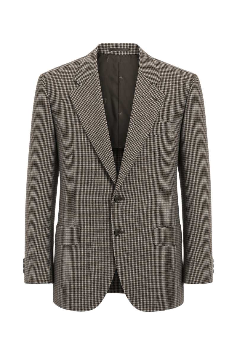 1980s Blue Check Wool Blend Blazer - Front View