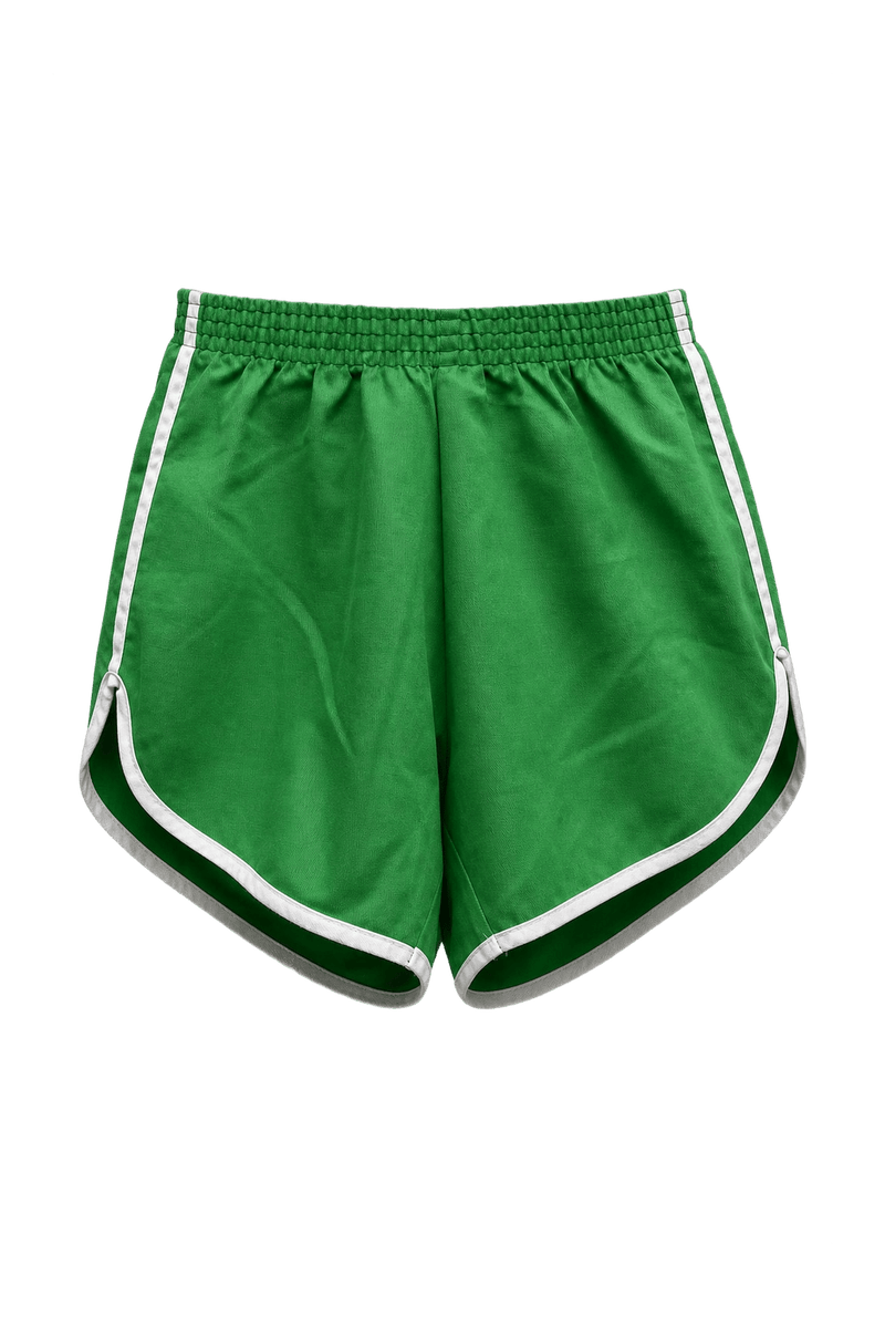 1980s Green Cotton Shorts - Front View