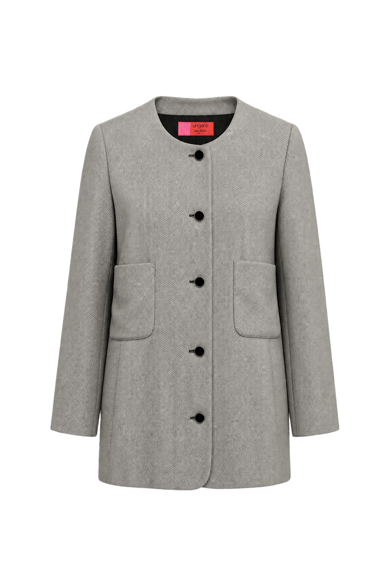 1990s Grey Wool Blazer - Front View