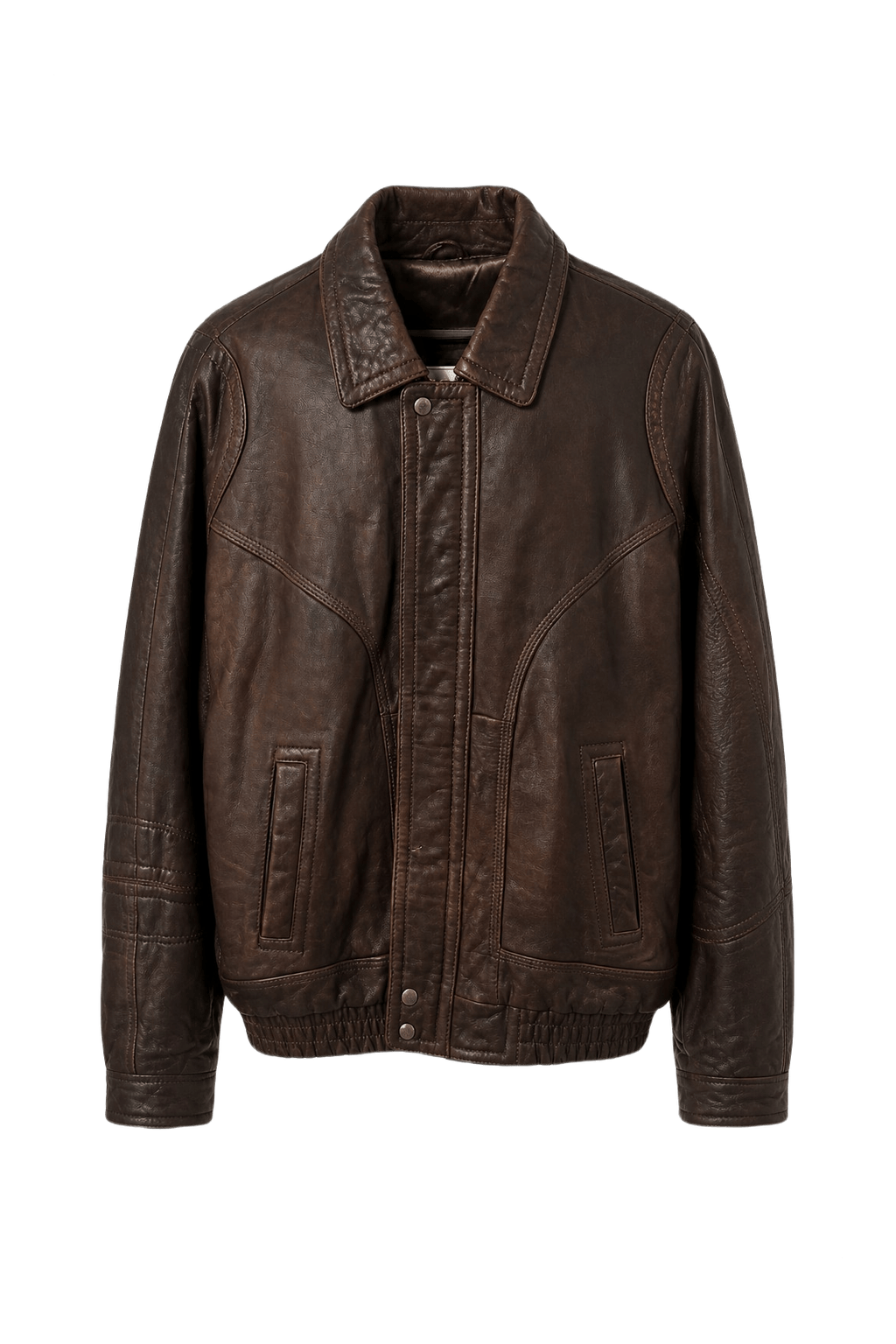 1980s Brown Leather Jacket - Front View