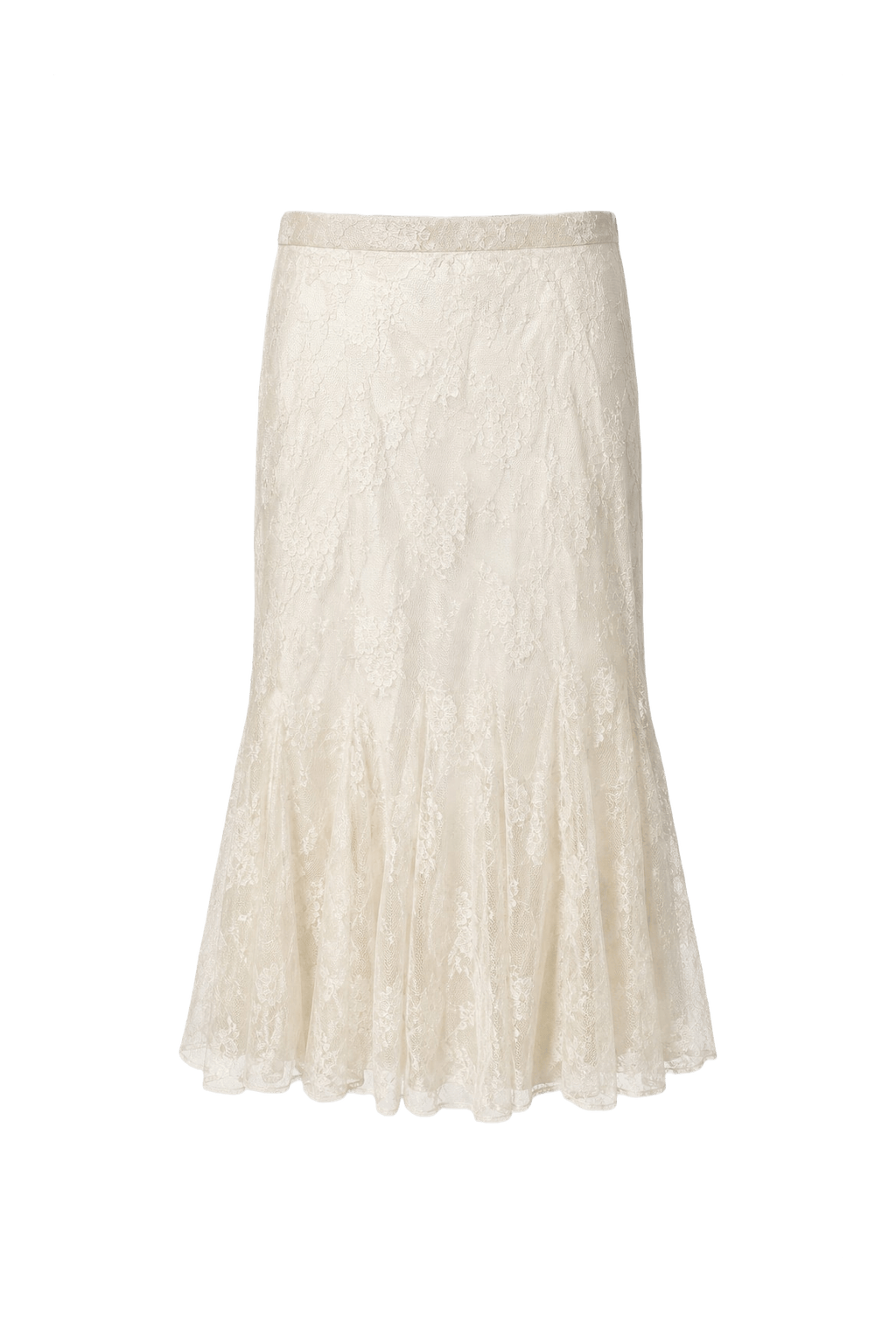 1980s Ivory Synthetic Blend Skirt - Front View
