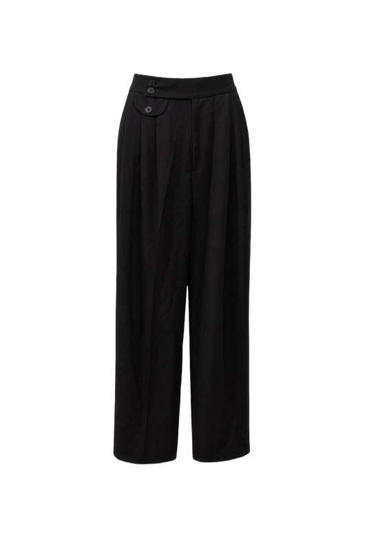 1990s Black Polyester Trousers - Front View