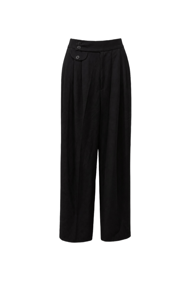 1990s Black Polyester Trousers - Front View