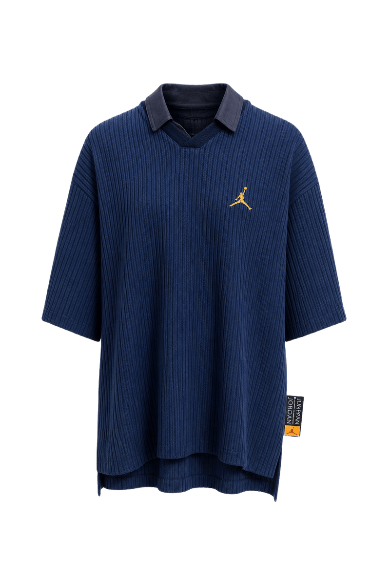 1990s Navy Blue Cotton Blend Sweater - Front View