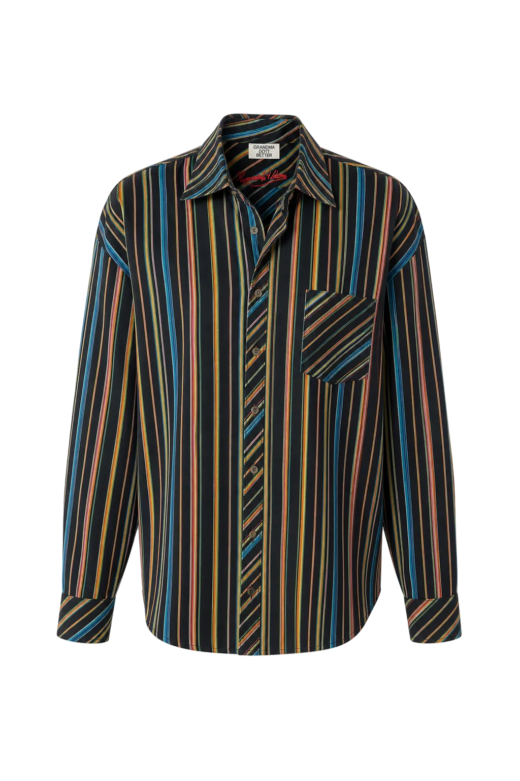 1970s Multicolor Cotton Blend Button-Down Shirt - Front View