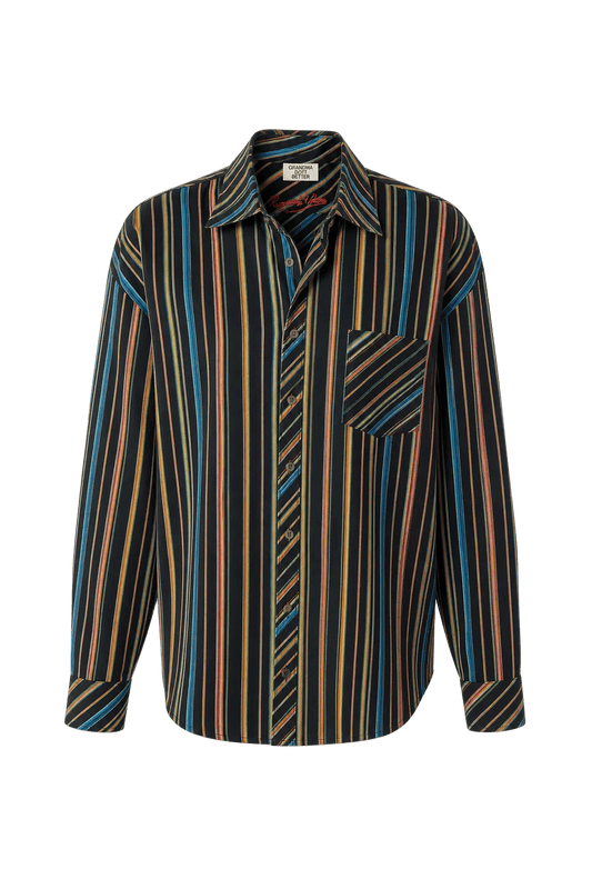 1970s Multicolor Cotton Blend Button-Down Shirt - Front View