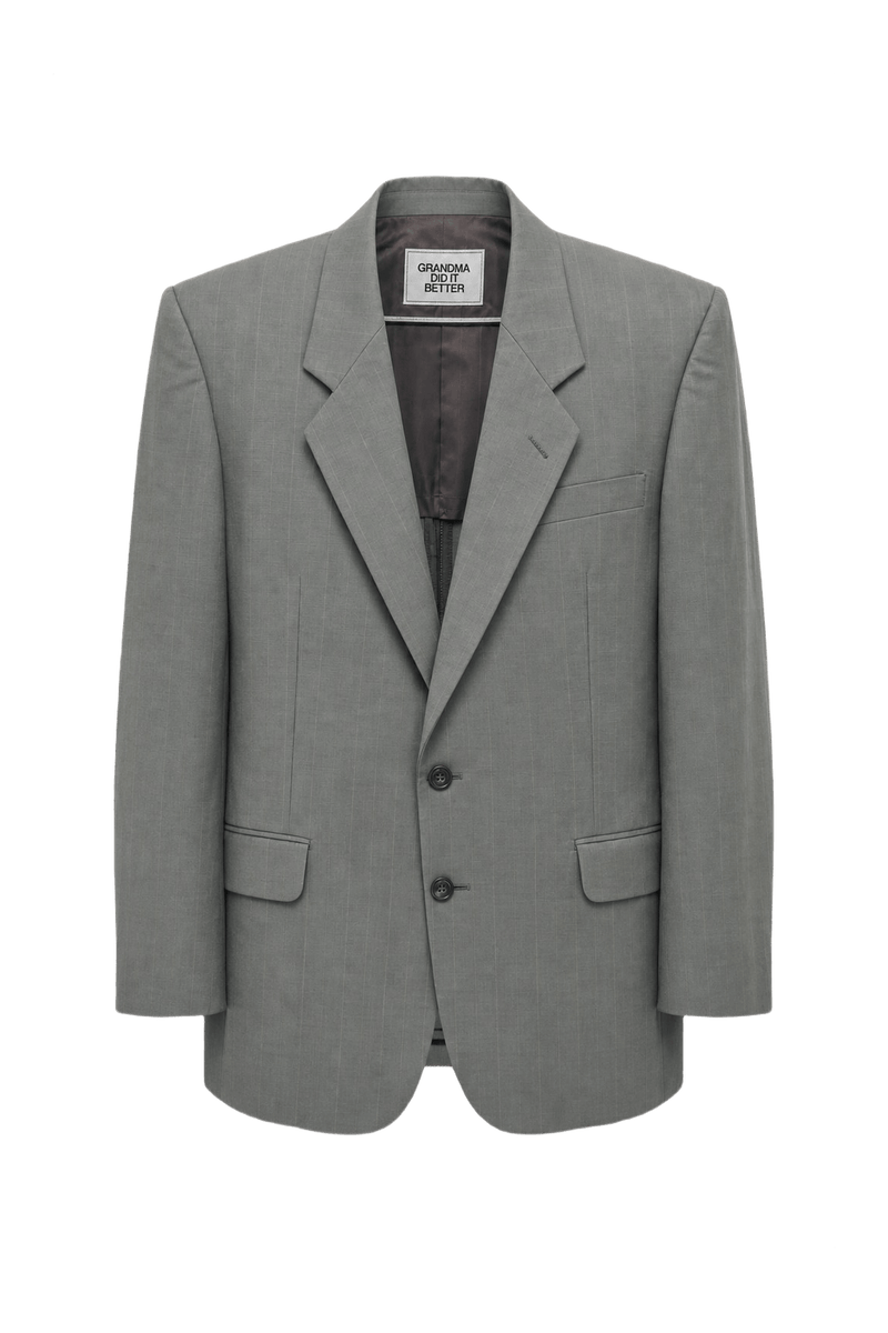 1980s Gray Cotton Blend Blazer - Front View