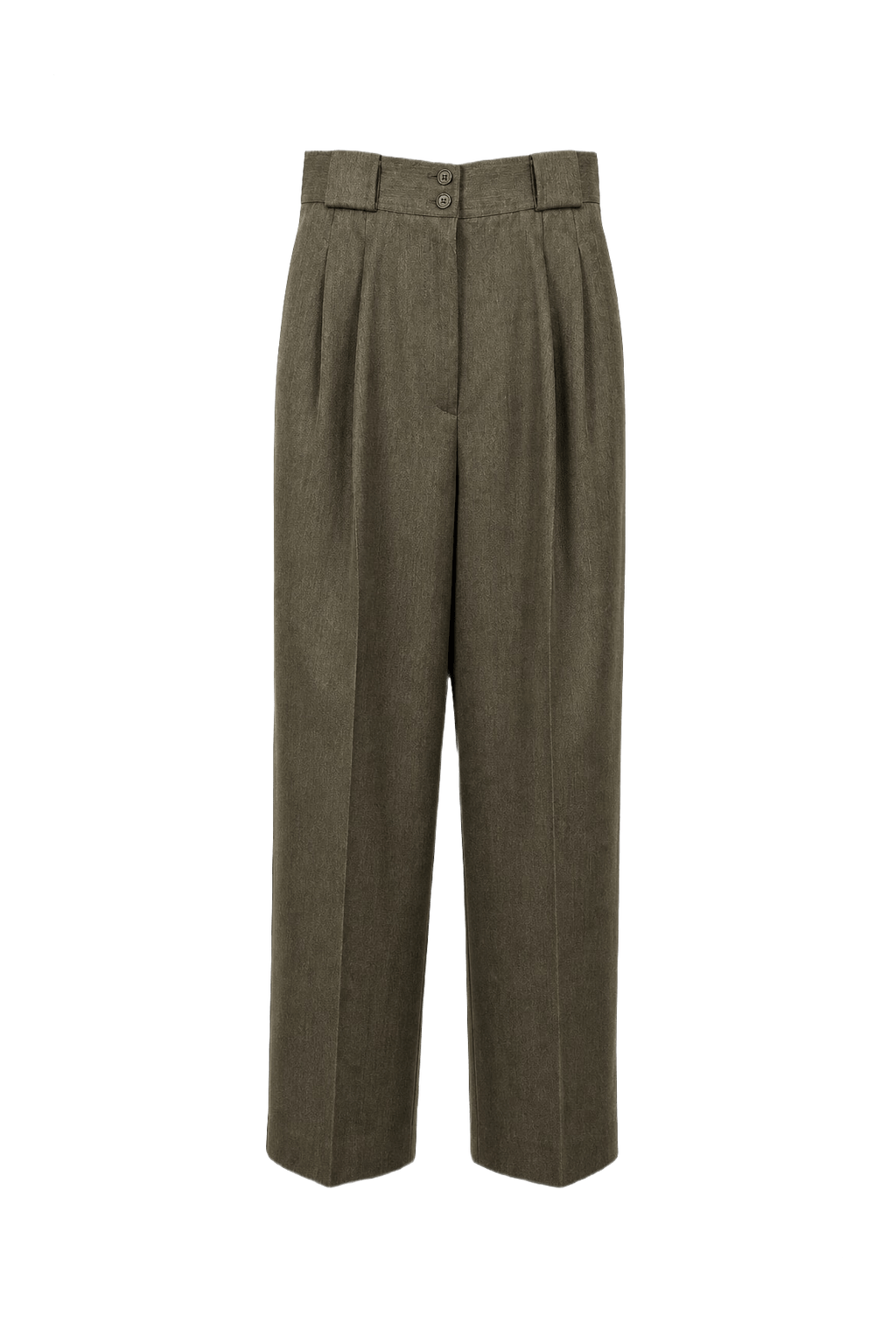 1970s Olive Green Wool Blend Trousers - Front View