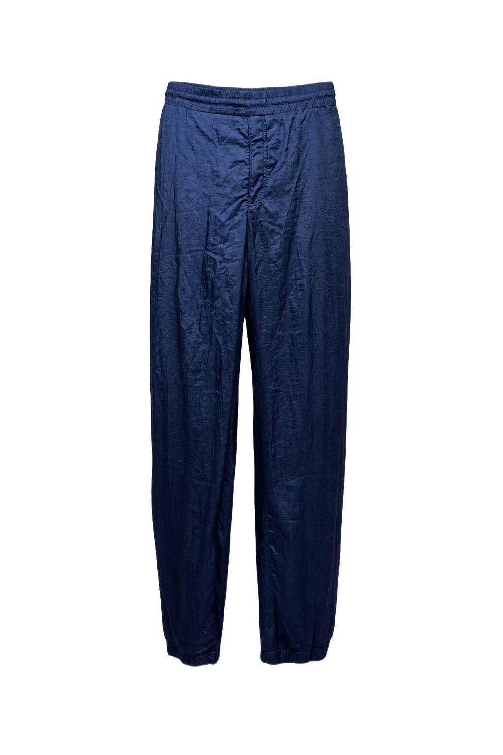 1980s Navy Blue Nylon Pants - Front View