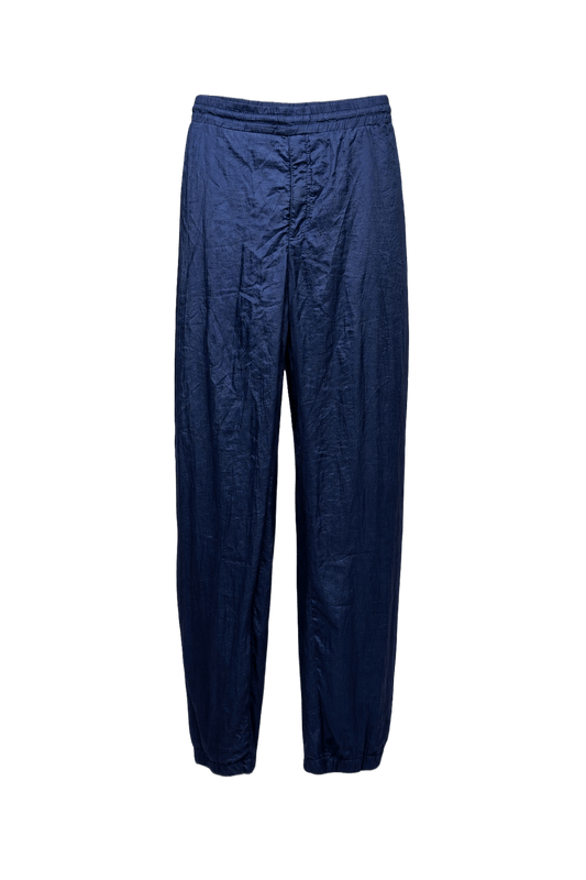 1980s Navy Blue Nylon Pants - Front View