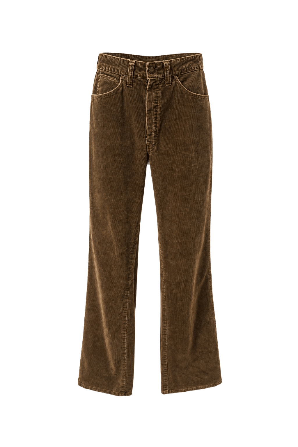 1970s Brown Cotton Corduroy Pants - Front View