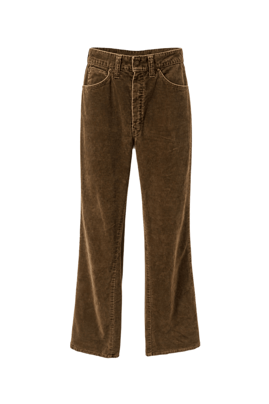 1970s Brown Cotton Corduroy Pants - Front View