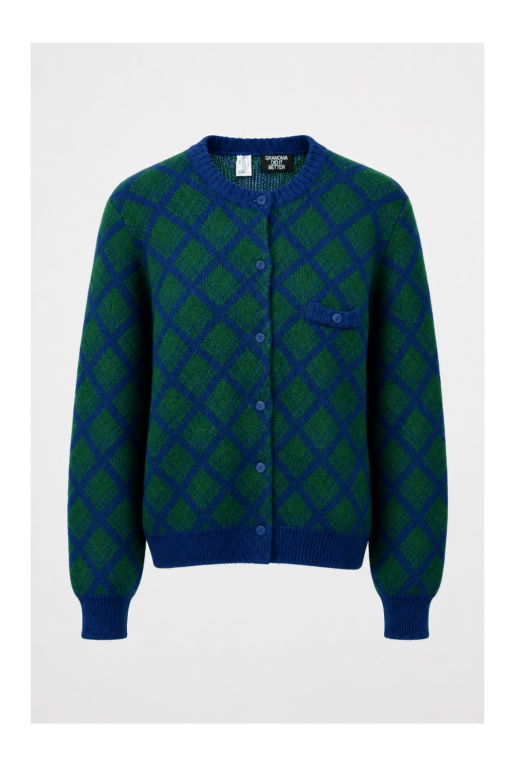 1950s Green Wool Blend Cardigan - Front View