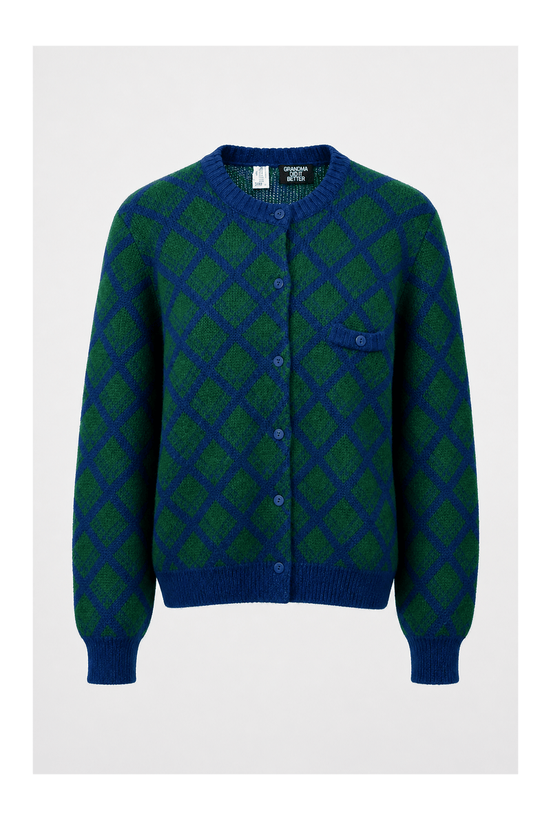 1950s Green Wool Blend Cardigan - Front View