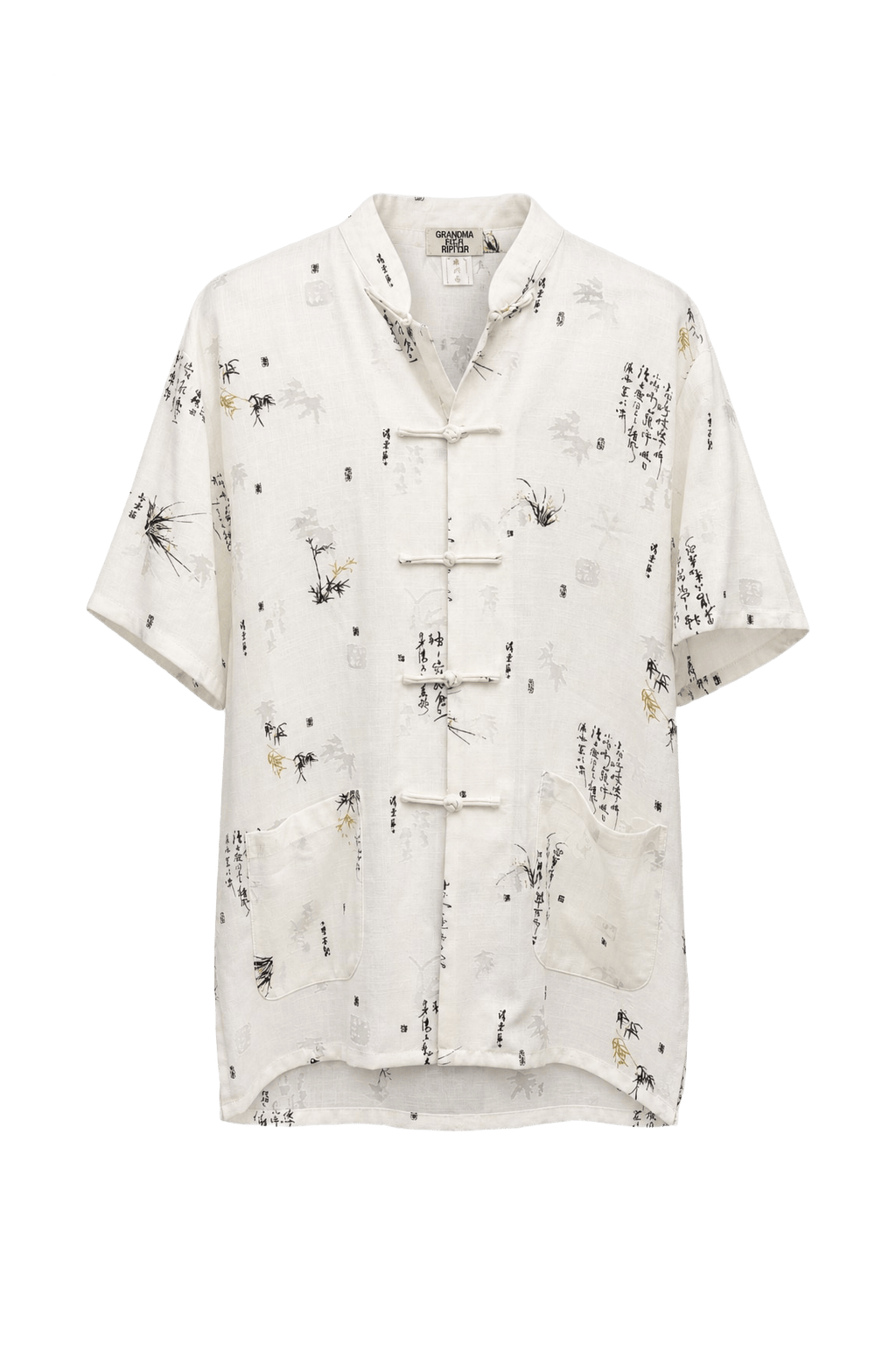 1970s Cream White Linen Blend Shirt - Front View