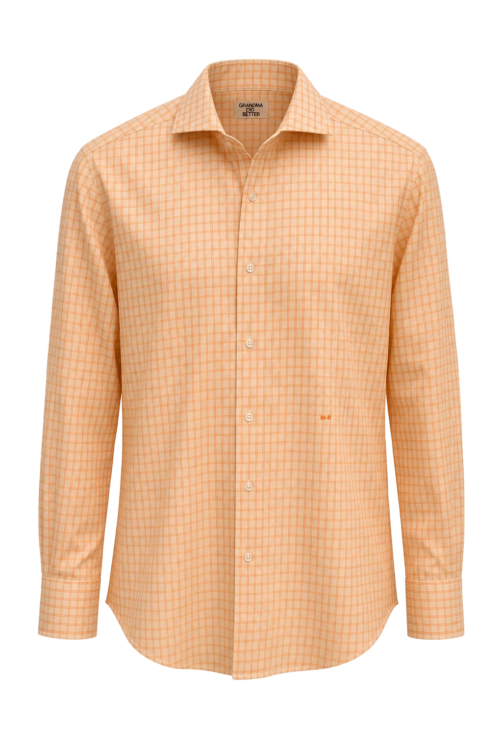 1980s Peach Cotton Blend Button-Down Shirt - Front View