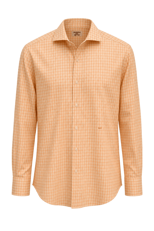 1980s Peach Cotton Blend Button-Down Shirt - Front View