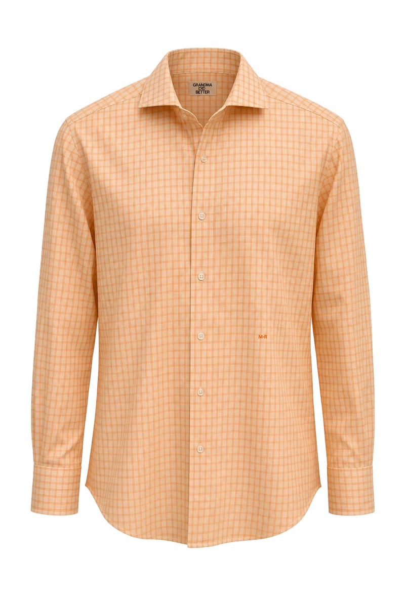 1980s Peach Cotton Blend Button-Down Shirt - Front View