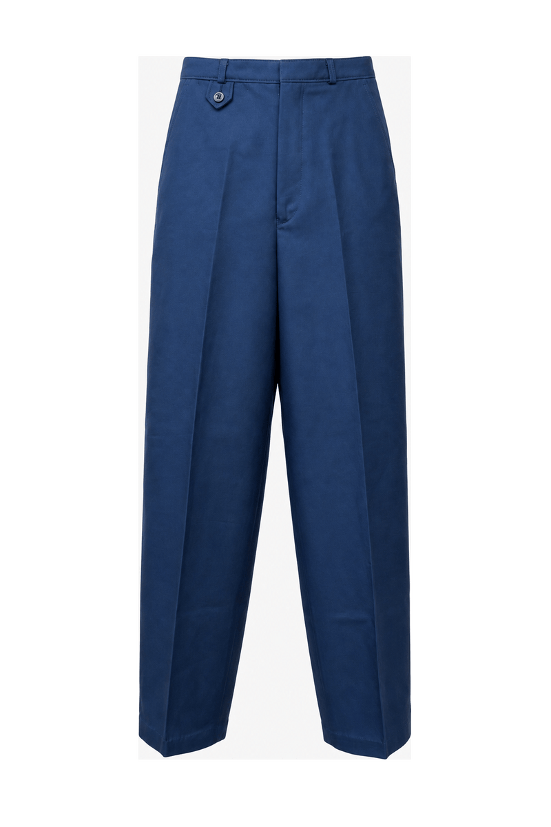 1970s Navy Blue Polyester Trousers - Front View