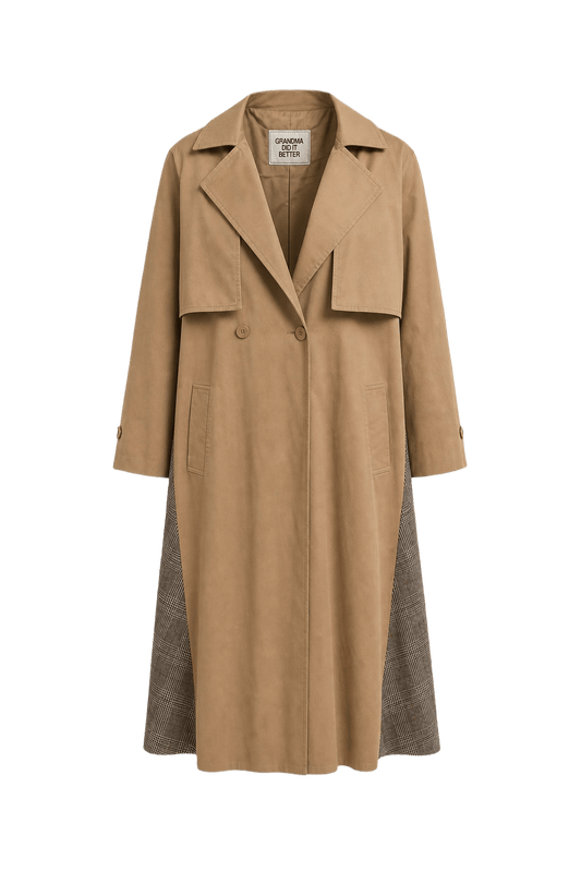 1990s Beige Cotton Blend Coat - Front View