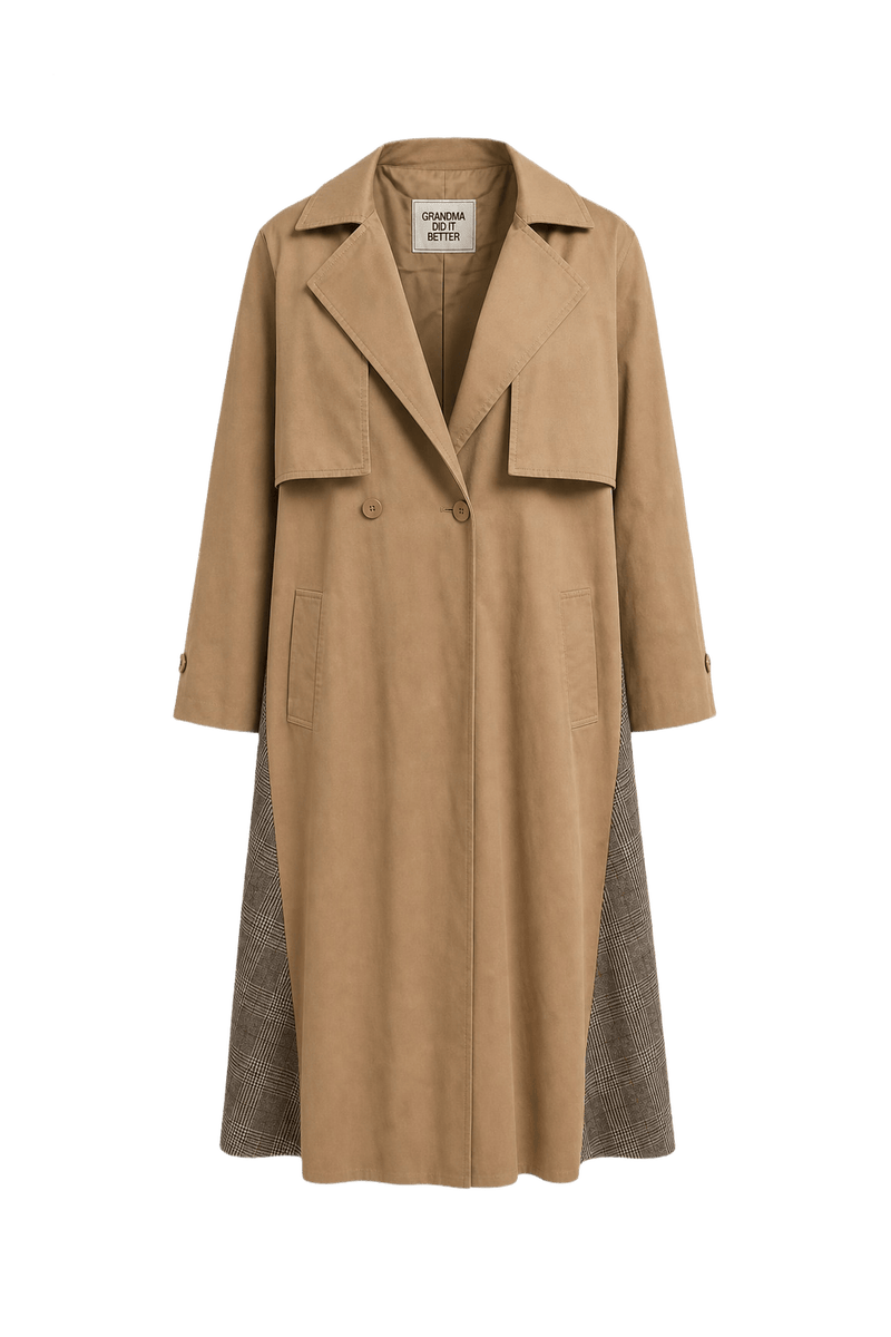 1990s Beige Cotton Blend Coat - Front View