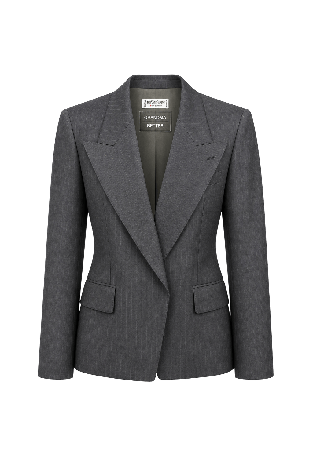 1990s Dark Gray Wool Blazer - Front View