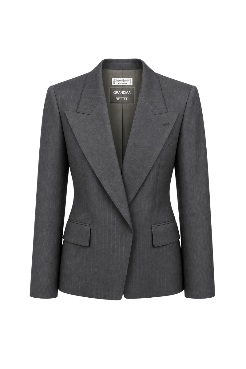 1990s Dark Gray Wool Blazer - Front View