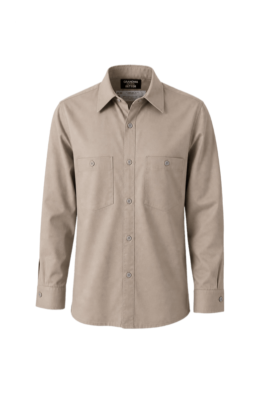 1970s Beige Cotton Shirt - Front View