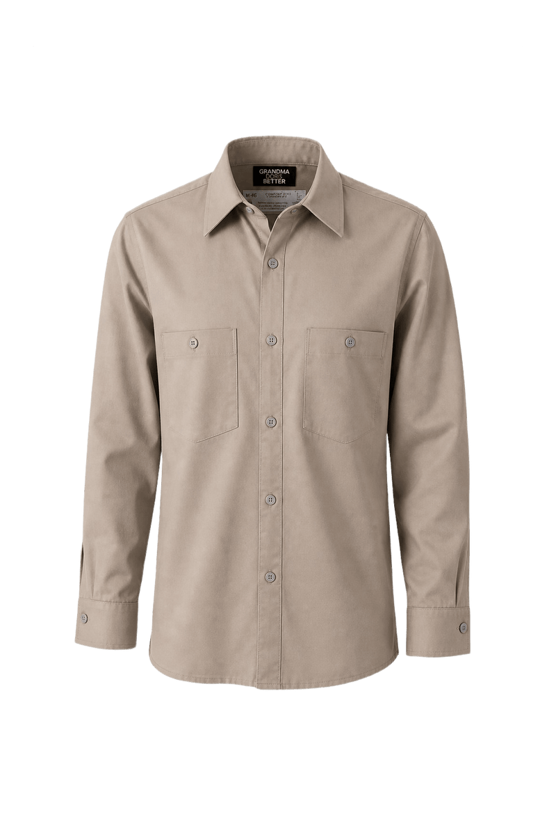 1970s Beige Cotton Shirt - Front View