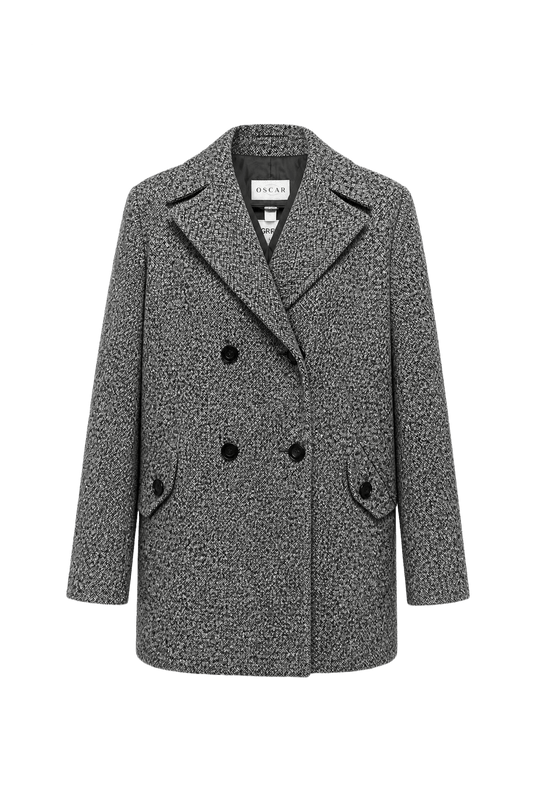 1990s Grey Wool Blend Coat - Front View