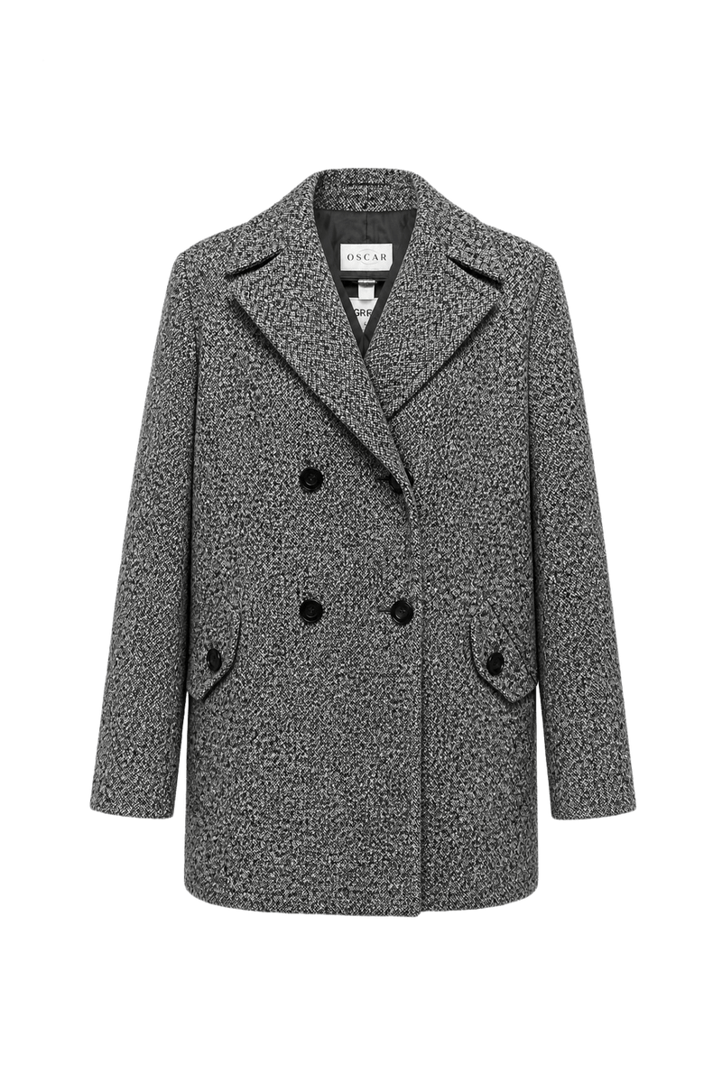 1990s Grey Wool Blend Coat - Front View