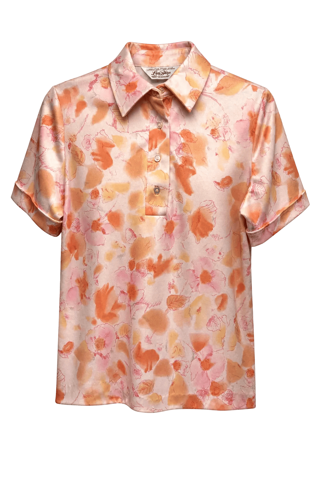 1970s Light Pink Satin Shirt - Front View