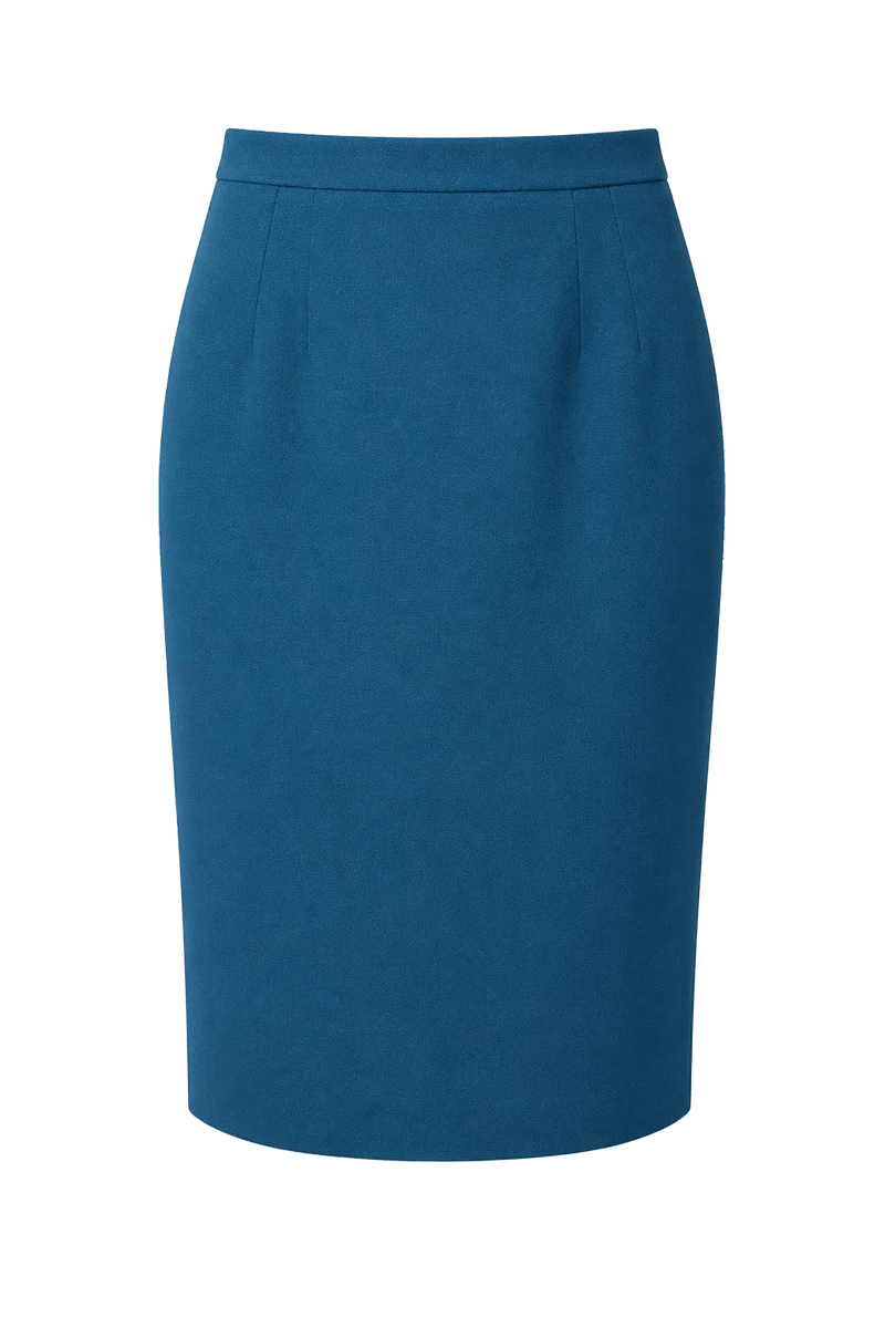 1970s Teal Blue Polyester Skirt - Front View