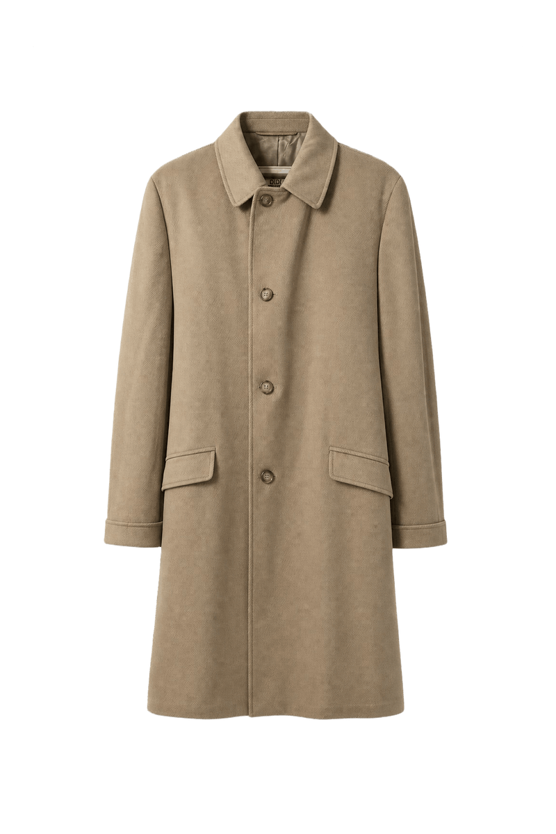 1990s Beige Wool Blend Coat - Front View