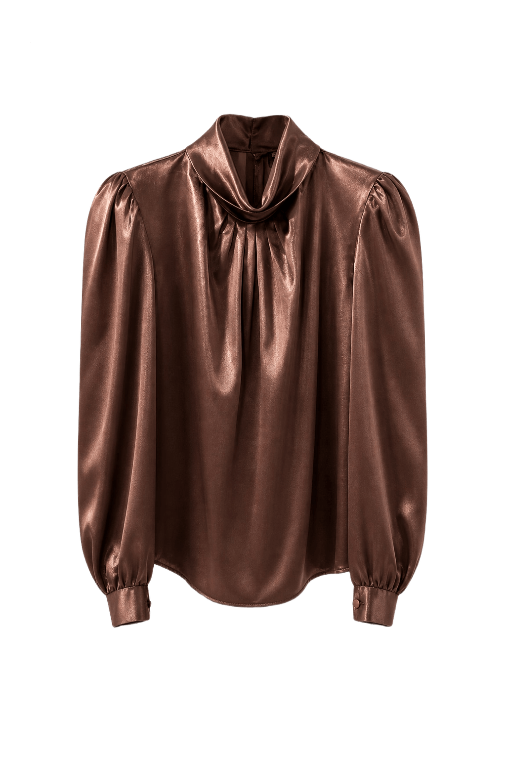 1980s Rose Gold Satin Blouse - Front View