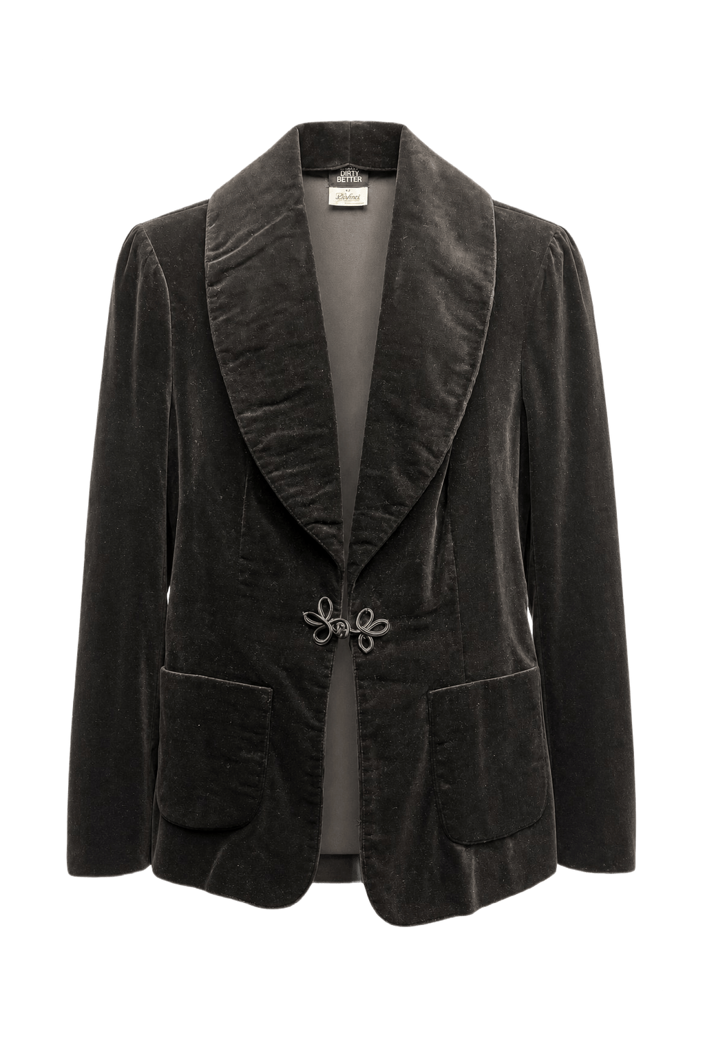 1990s Black Velvet Jacket - Front View