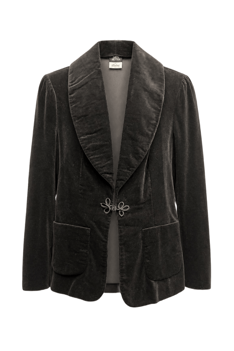 1990s Black Velvet Jacket - Front View