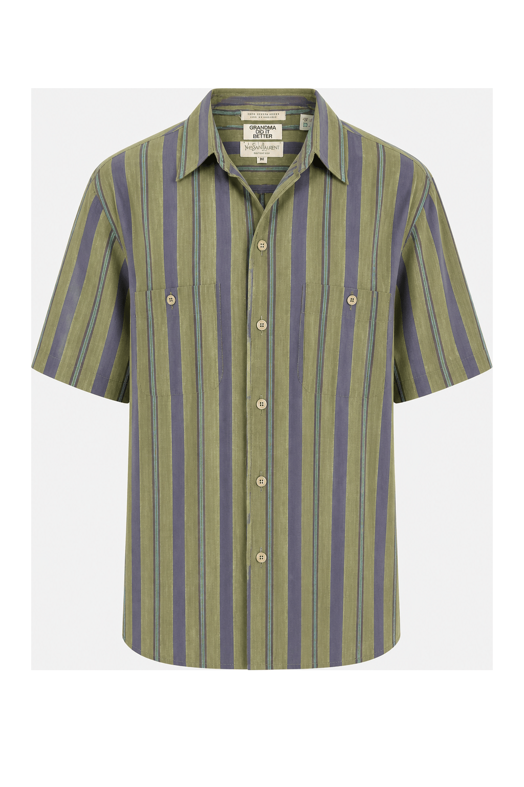 1970s Green Cotton Shirt - Front View
