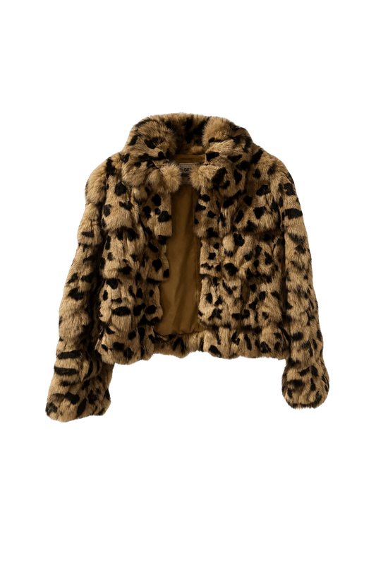 1990s Tan Faux Fur Fur Coat - Front View