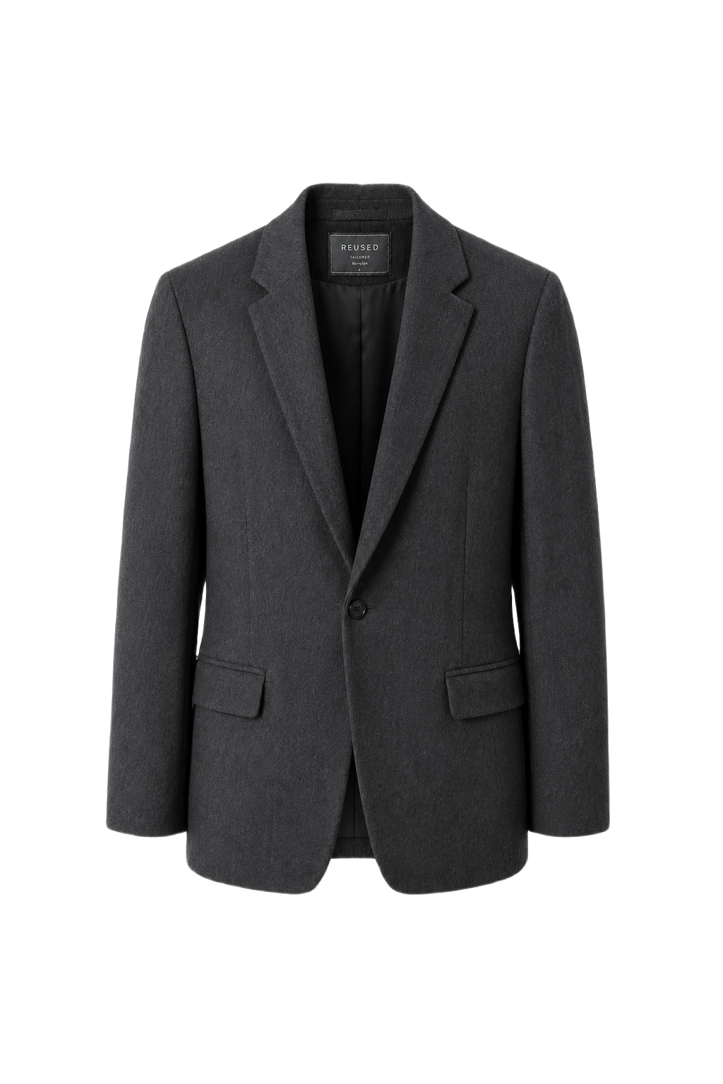 1970s Charcoal Grey Wool Blend Blazer - Front View