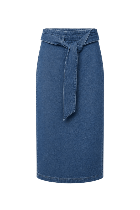 1990s Blue Denim Skirt - Front View