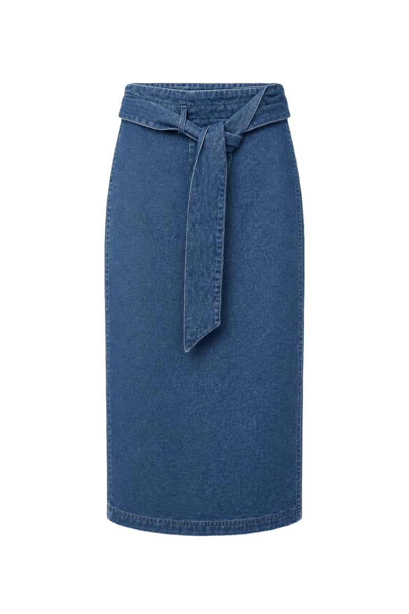 1990s Blue Denim Skirt - Front View