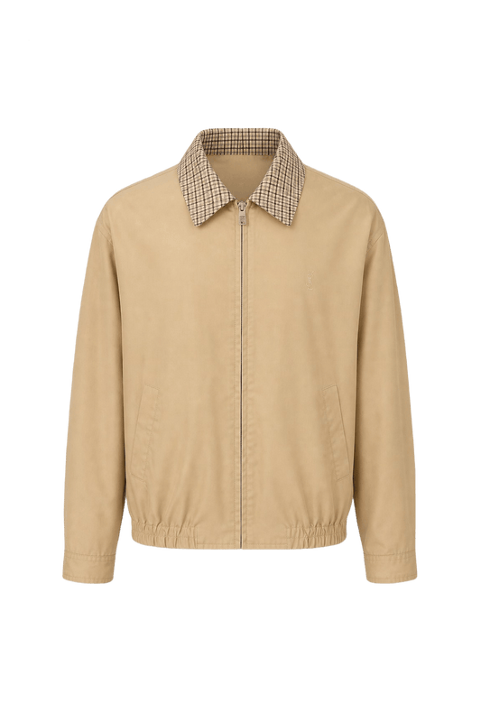 1980s Beige Cotton Blend Jacket - Front View