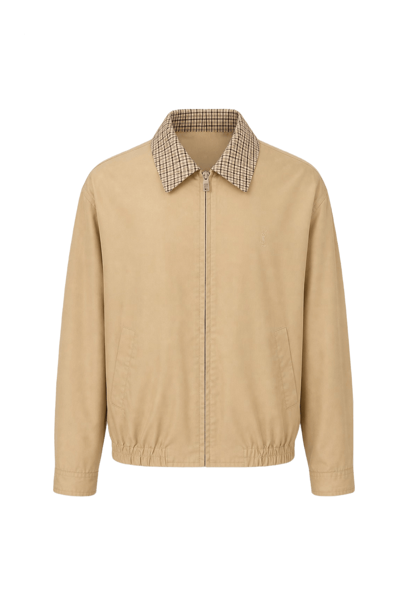 1980s Beige Cotton Blend Jacket - Front View
