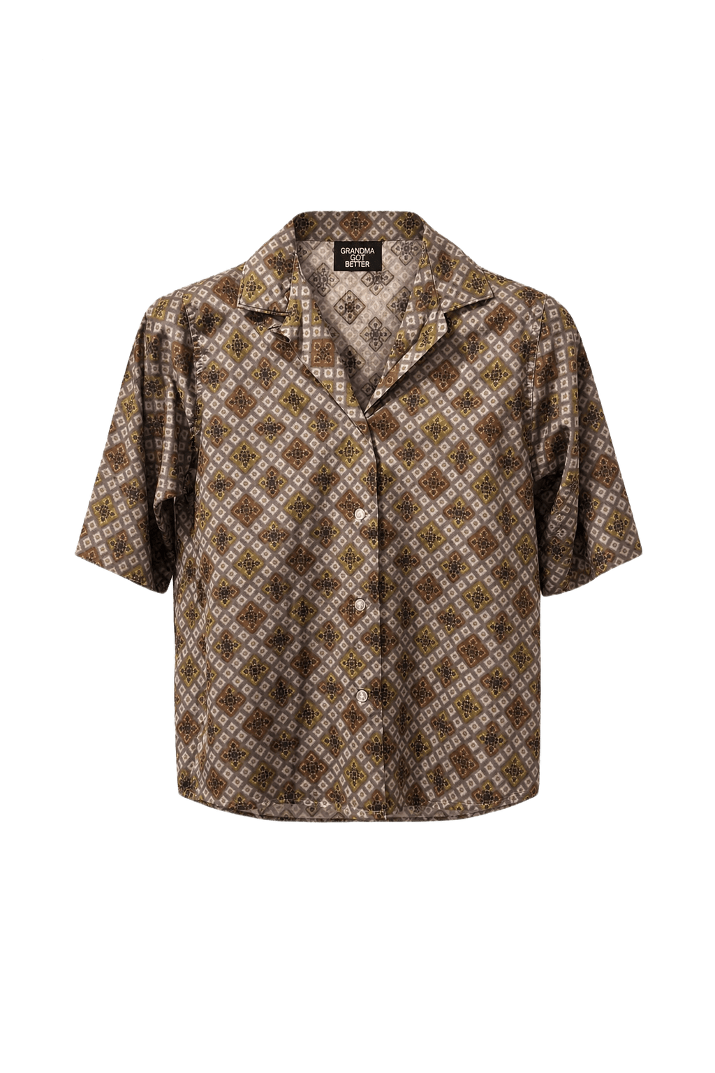 1950s Brown Cotton Blouse - Front View