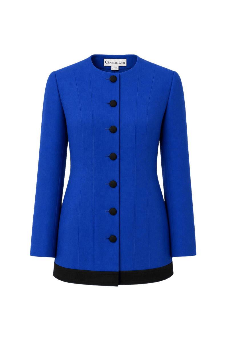 1980s Royal Blue Wool Jacket - Front View