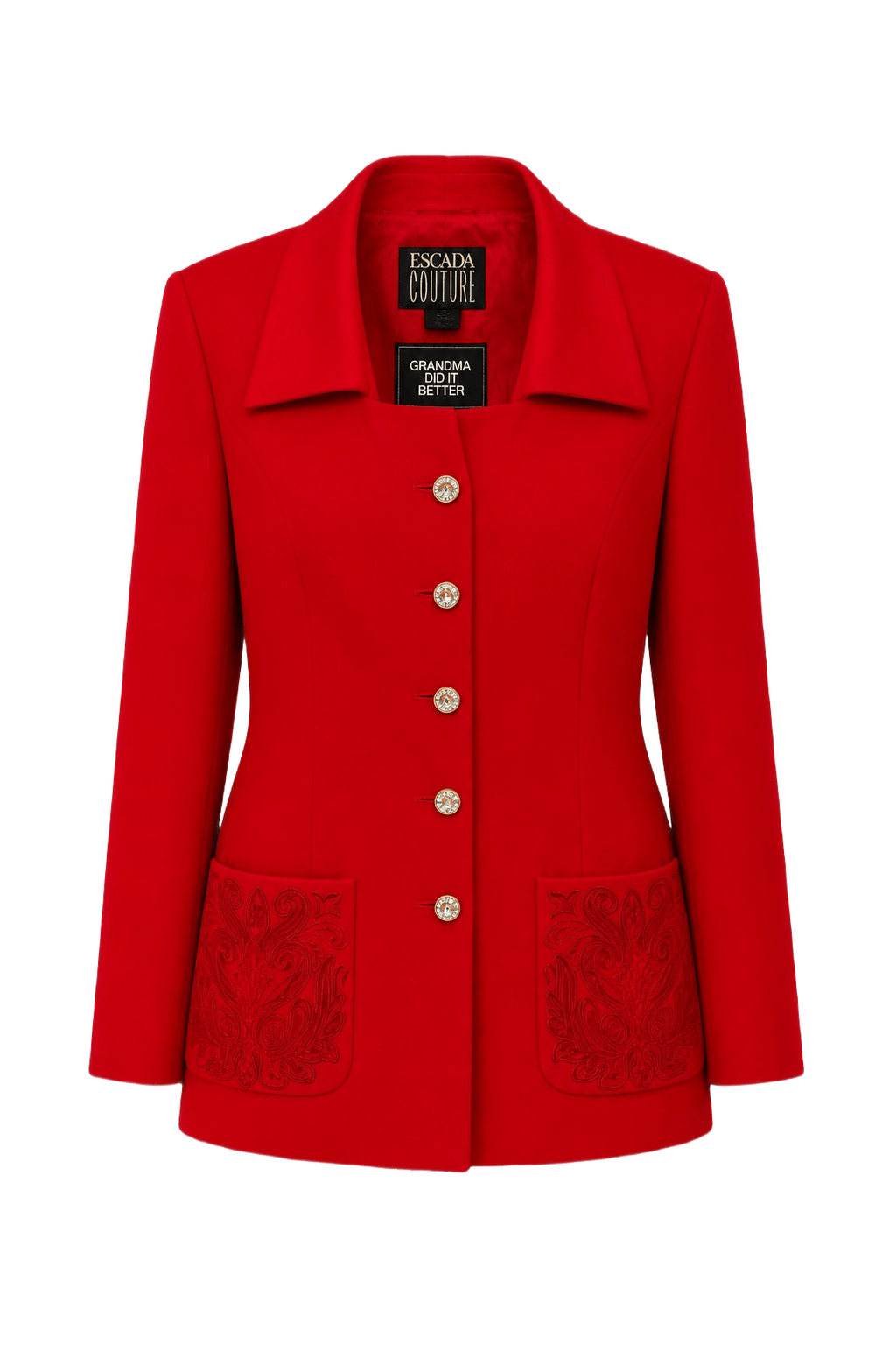 1980s Red Polyester Blazer - Front View