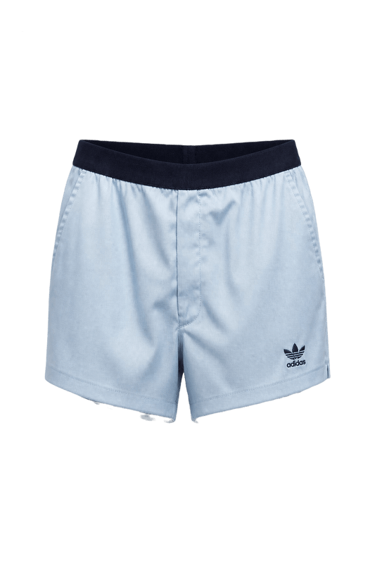 1970s Light Blue Cotton Shorts - Front View